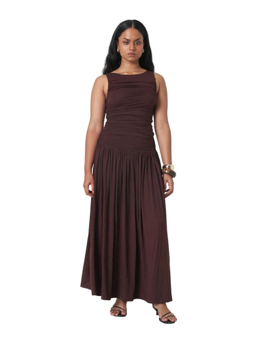 Summer Away Patmos Dress in Dark Walnut Small Womens Long Maxi